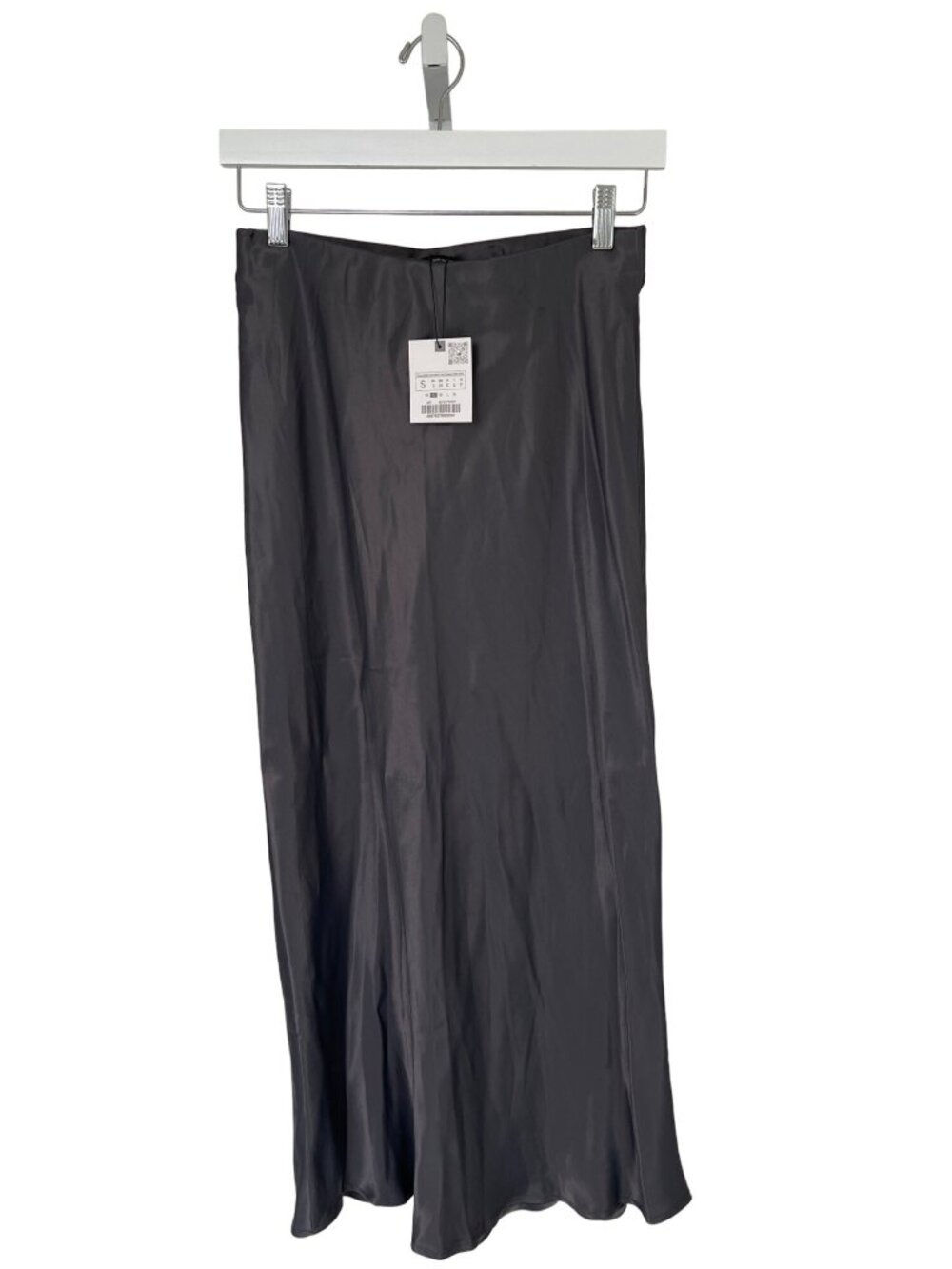 Zara Space Grey Silky Midi Skirt - Picture 7 of 9